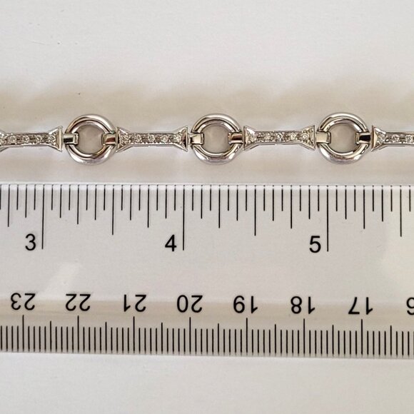 Aaron Basha 18K White Gold Diamond Bar Link Bracelet - Picture 5 of 11